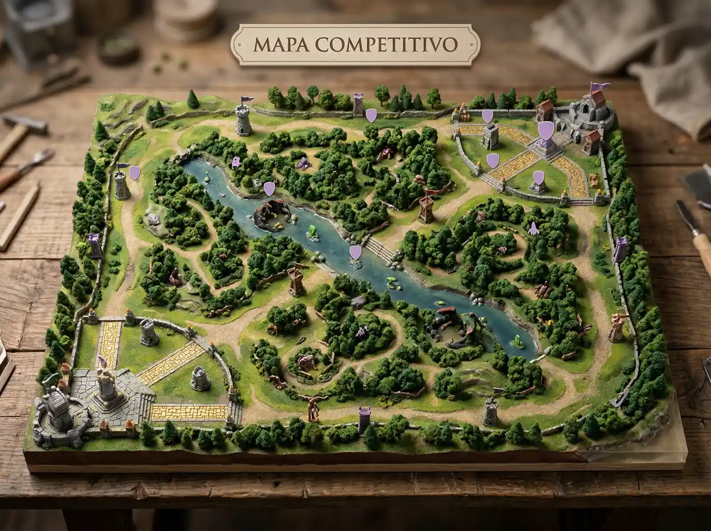 Mapa de Summoner's Rift con las tres líneas y la jungla en League of Legends competitivo