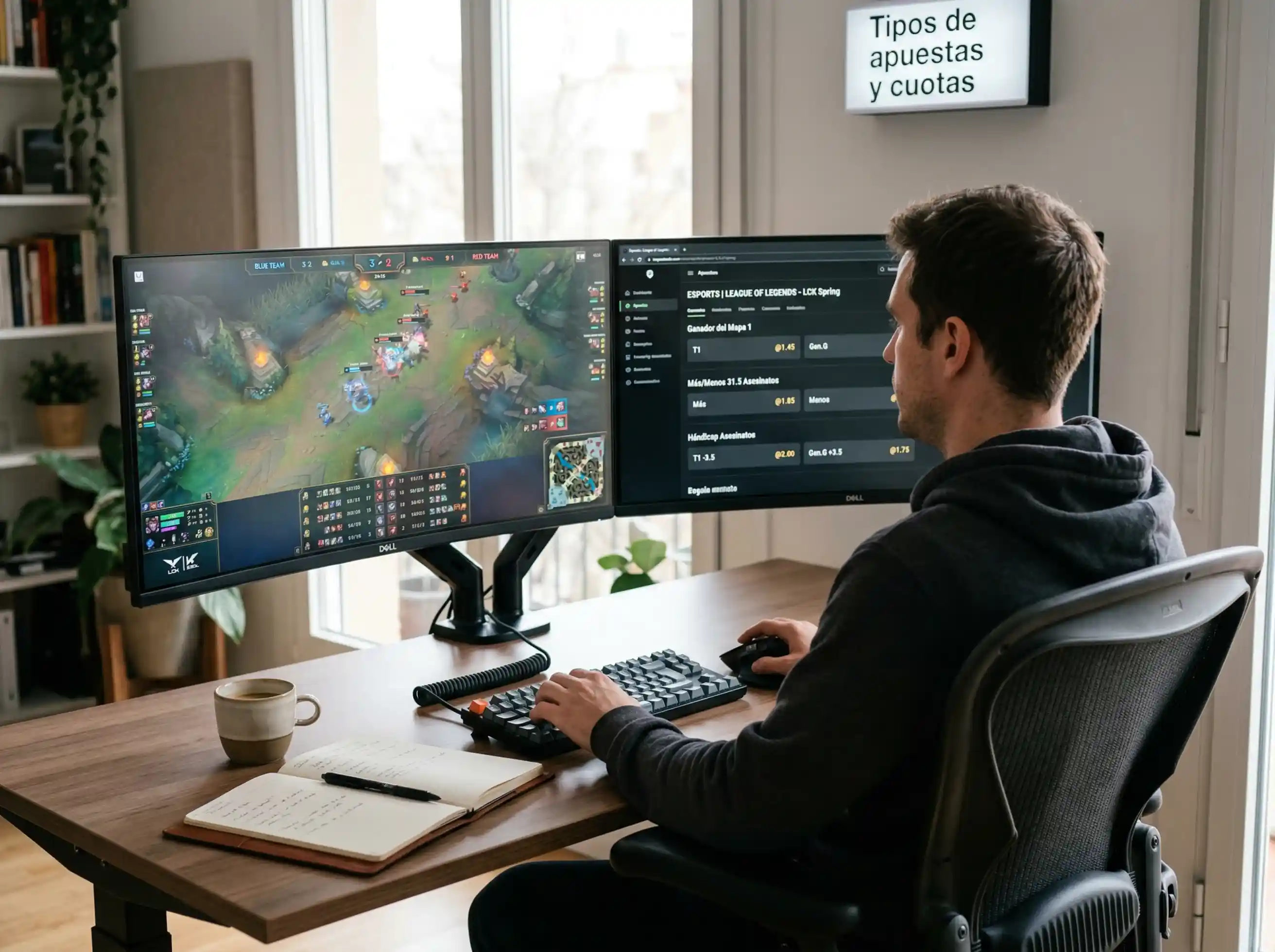 Pantalla de mercados de apuestas en League of Legends con cuotas de moneyline y hándicap